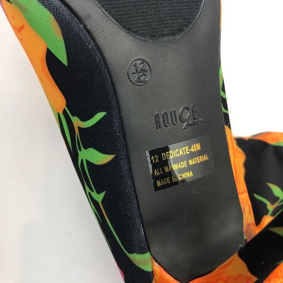 Sz11 Flower Floral Stiletto Sock Ankle Bootie - Picture 7 of 8